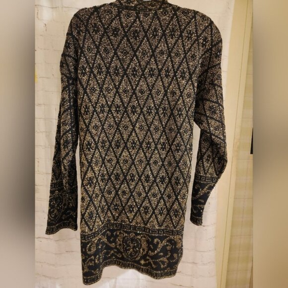 Vintage VG 1980's Pierre Cardin Blk/Gold Lurex Knit A-Line Mini Dress Sz.S USA - Picture 5 of 8